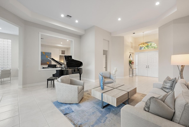 tiled living room with a wealth of natural light