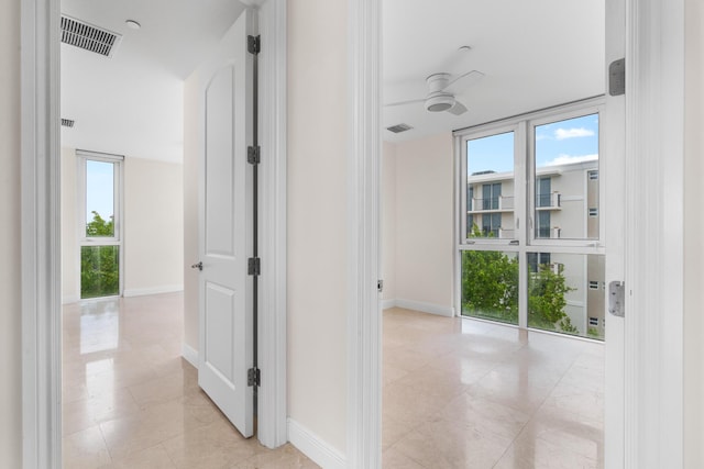 corridor with floor to ceiling windows and a wealth of natural light