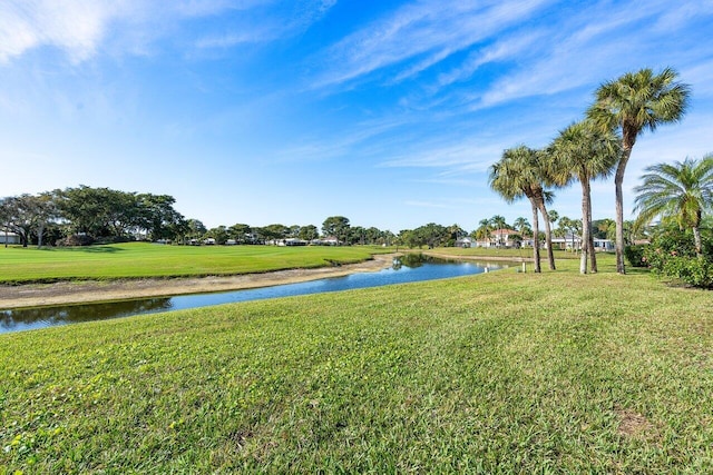 view of yard with a water view