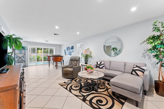 view of tiled living room