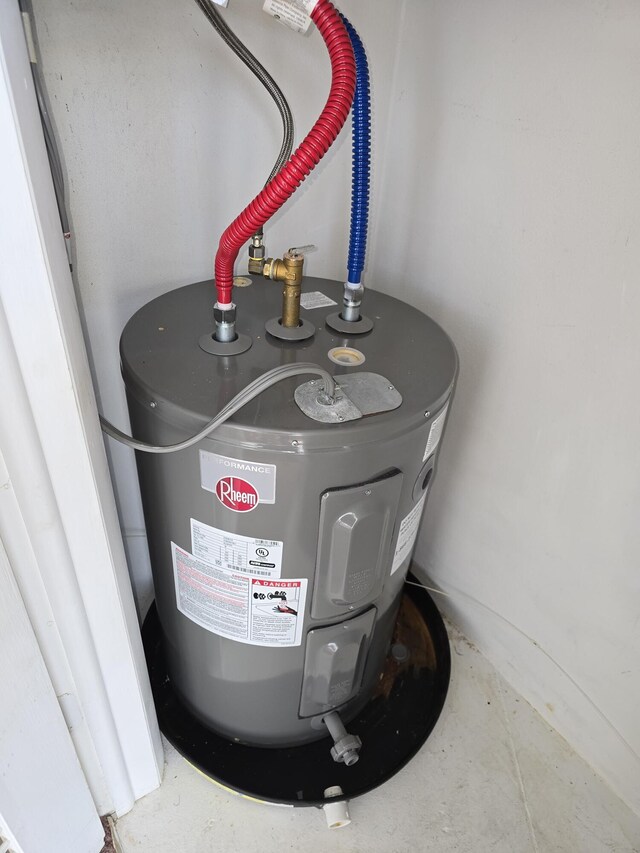 utility room featuring electric water heater