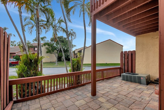 view of patio featuring central air condition unit