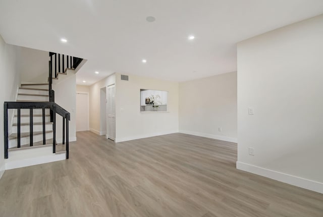 unfurnished living room featuring light hardwood / wood-style floors