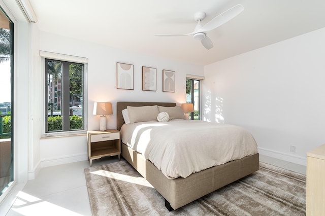 bedroom featuring ceiling fan