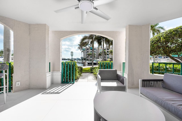 view of patio / terrace with outdoor lounge area and ceiling fan