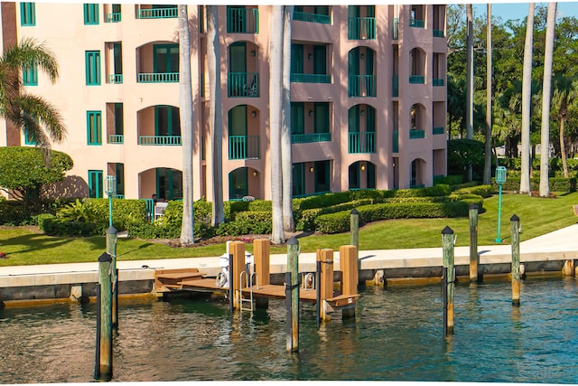 view of dock featuring a water view