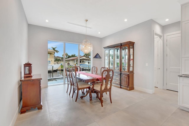 dining room with an inviting chandelier