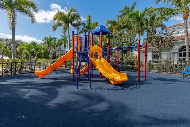 community play area with fence