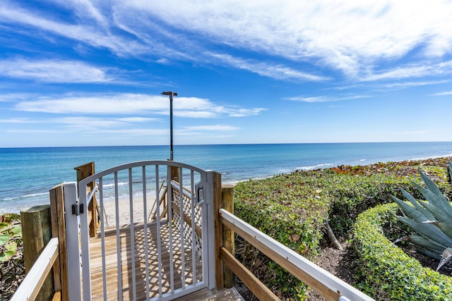 view of water feature featuring a view of the beach