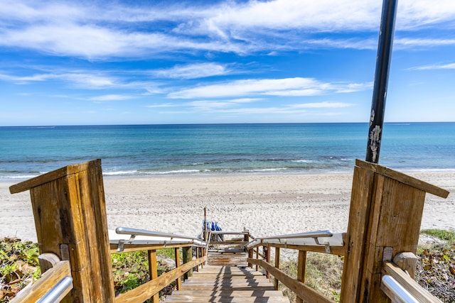 view of water feature featuring a beach view