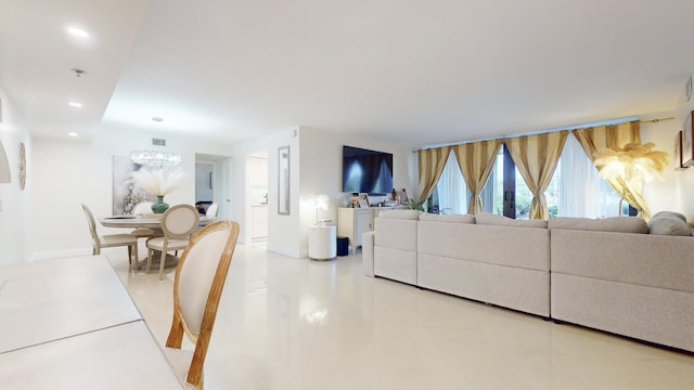 view of tiled living room