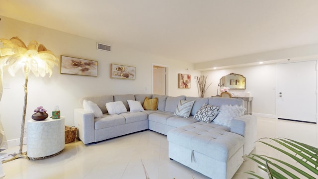 view of tiled living room