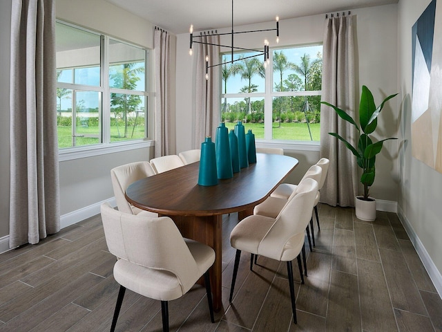 dining space with a chandelier and a wealth of natural light