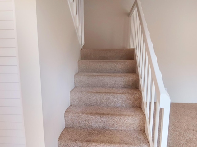 stairway with carpet floors