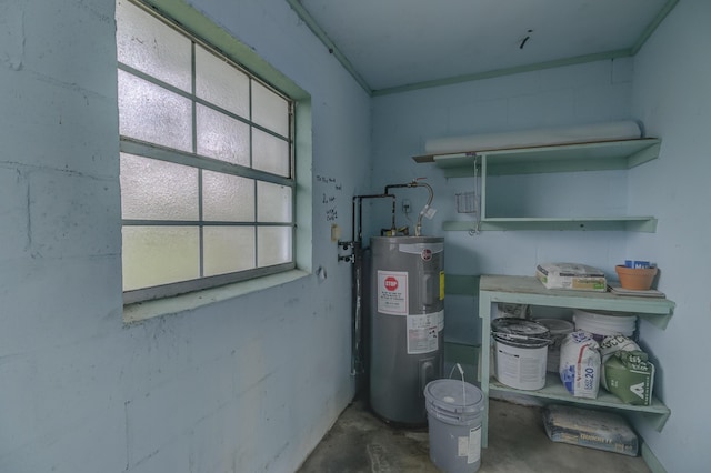 utility room with water heater