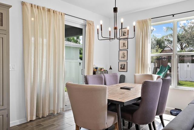 dining room featuring an inviting chandelier