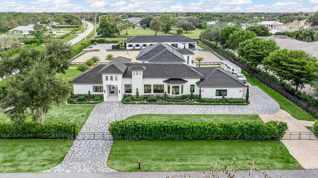 view of front of home with a front lawn