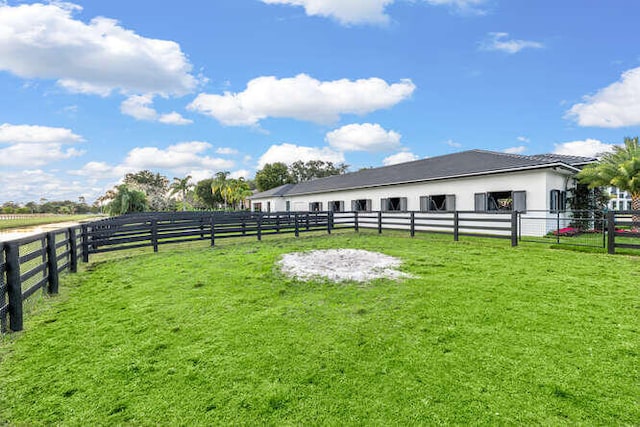 view of yard with a rural view