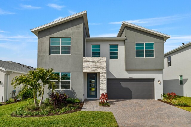 contemporary house featuring a garage