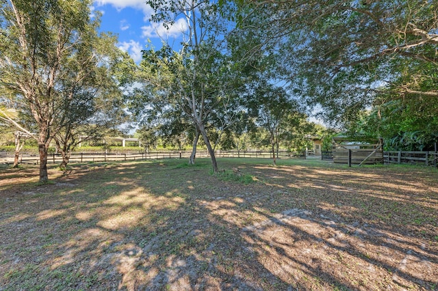 view of yard with a rural view