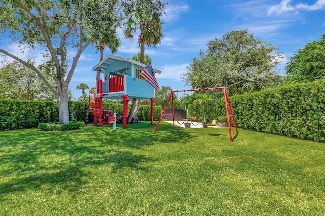 view of yard featuring a playground