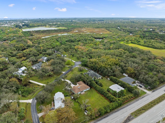 bird's eye view featuring a water view