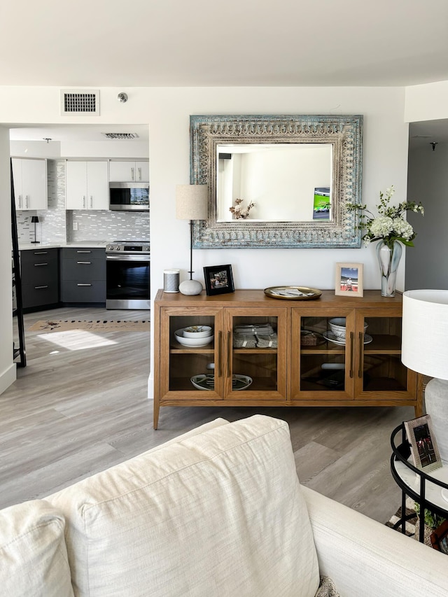 living room featuring light hardwood / wood-style flooring