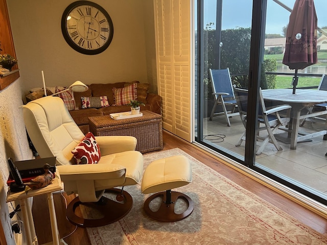 interior space with hardwood / wood-style flooring