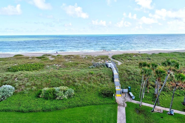 view of water feature featuring a beach view