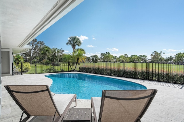 view of swimming pool featuring a patio