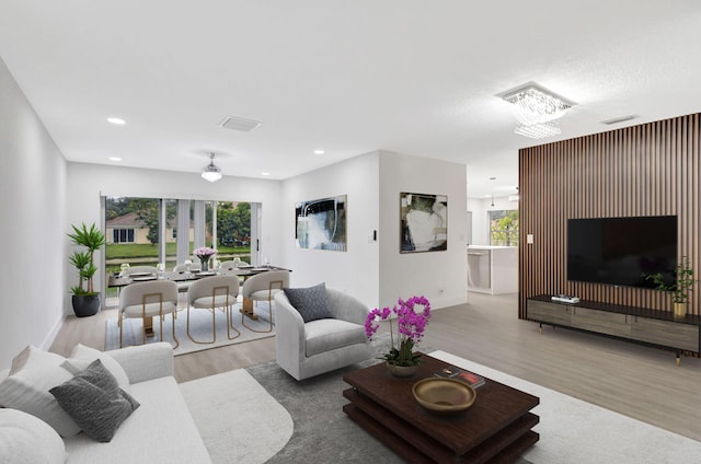 living room featuring light hardwood / wood-style flooring