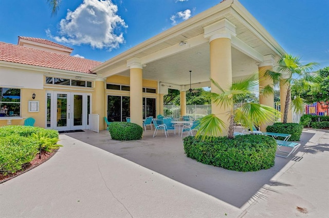 exterior space with french doors and a patio area