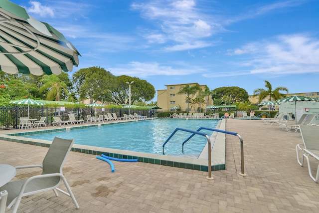 view of pool featuring a patio