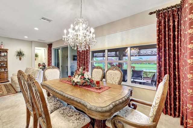 dining room featuring an inviting chandelier