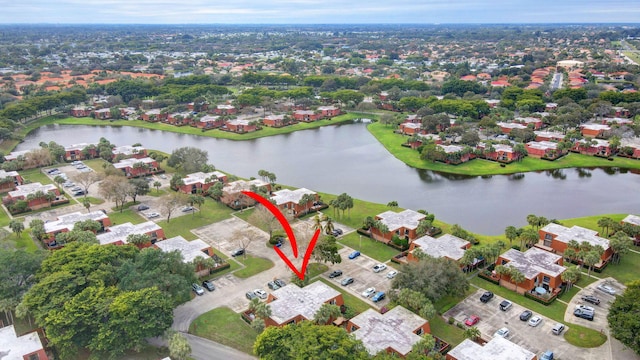 bird's eye view featuring a water view