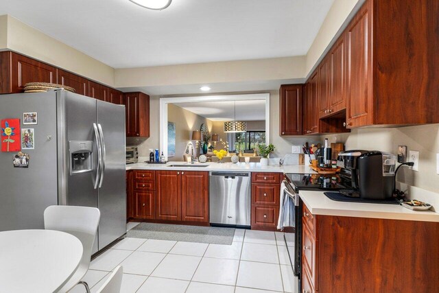 living room featuring light tile patterned flooring