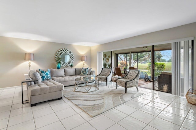 view of tiled living room