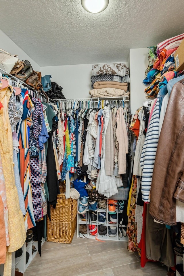 spacious closet featuring hardwood / wood-style floors