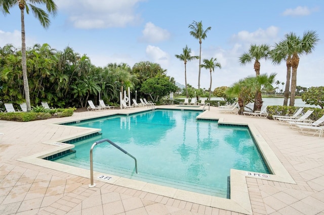 view of pool featuring a patio