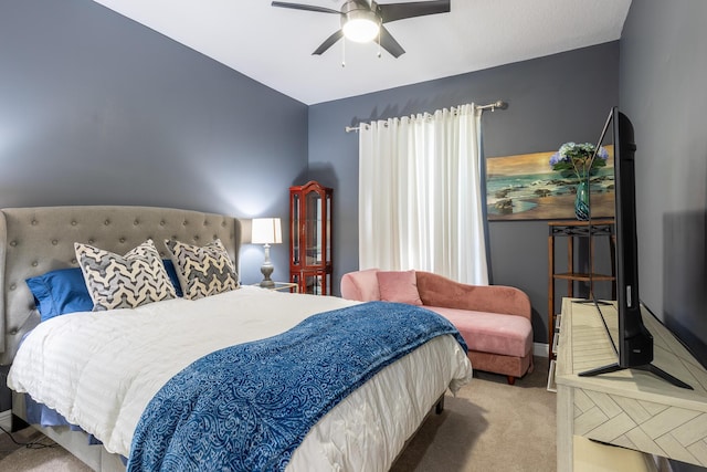 bedroom with carpet and ceiling fan