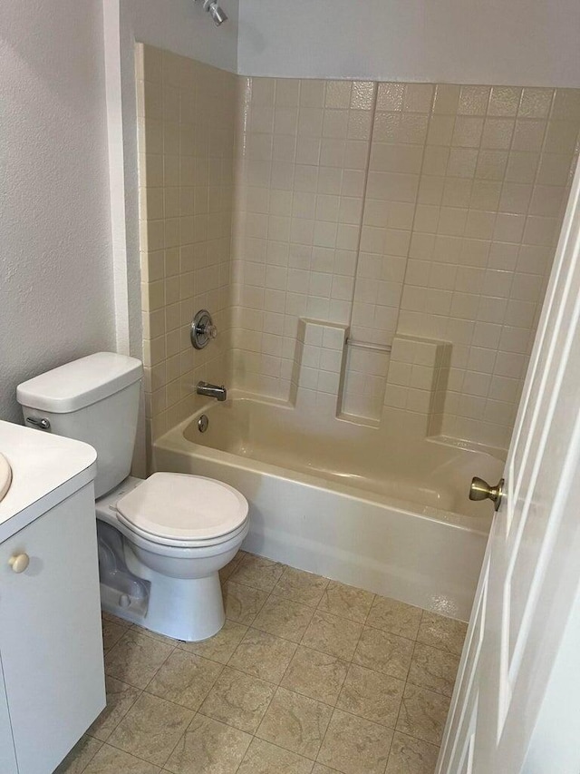 full bathroom featuring vanity,  shower combination, and toilet