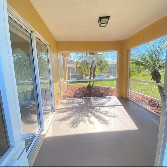 view of unfurnished sunroom