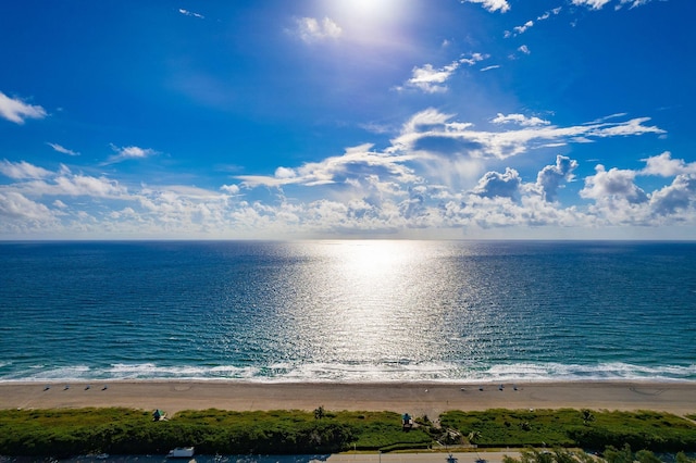 view of water feature featuring a view of the beach