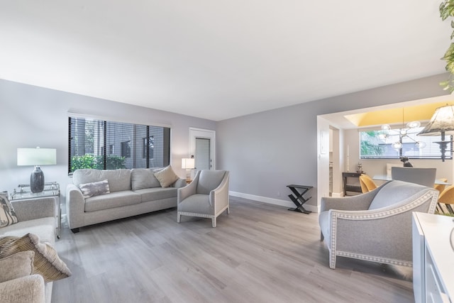 living room featuring light wood-type flooring