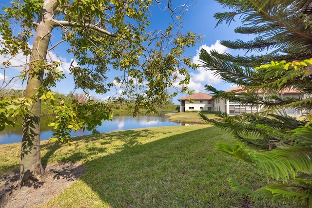 view of yard featuring a water view