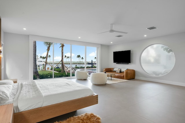 bedroom featuring ceiling fan