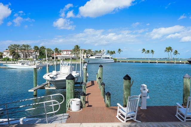 dock area with a water view