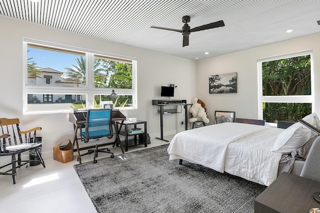 bedroom featuring ceiling fan