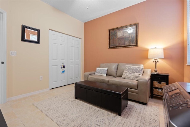 view of tiled living room