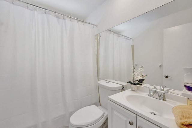 5801 NE 17th Ave, Fort Lauderdale, FL 33334 - bathroom featuring toilet, curtained shower, and vanity
